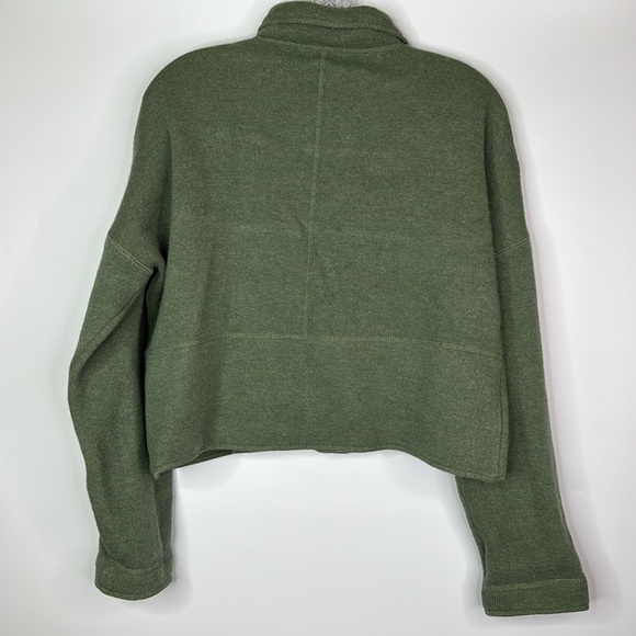 J.Crew Green Lambswool Blend Cropped Button Collared Sweater Medium - Picture 4 of 8